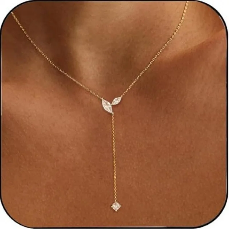 S925Pure silver teardrop-shaped moissanite collarbone necklace18KCustom diamond necklace made by Jin Laboratory