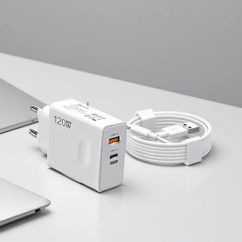 Xiaomi 120W Original Charger Fast Charge PD USB 2 In 1 Charger 2 Ports Fast Charging For Xiaomi Huawei iPhone Samsung EU US UK