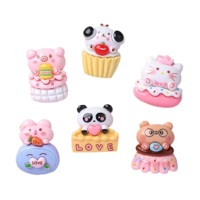 5pcs Cartoon cake animal diy resin flatback for craft diy supplies cabochons charms for scrampbooking embellishments