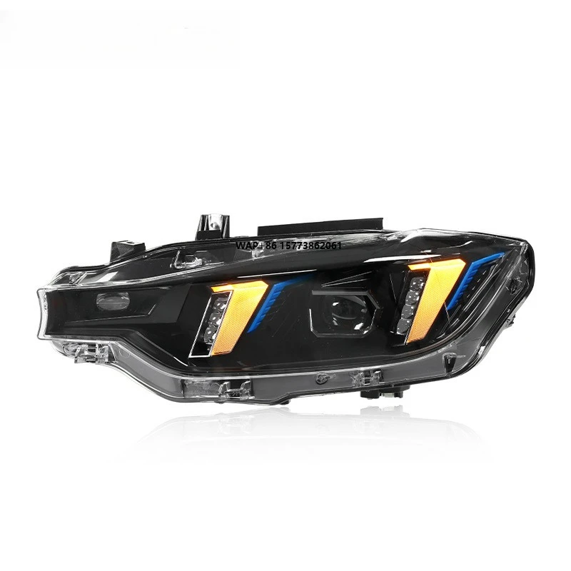 1 Unit For 13-18 for 3 Series F30 Headlight Assembly Modification with Fang Shaped LED DRL Steering Lens 12V New