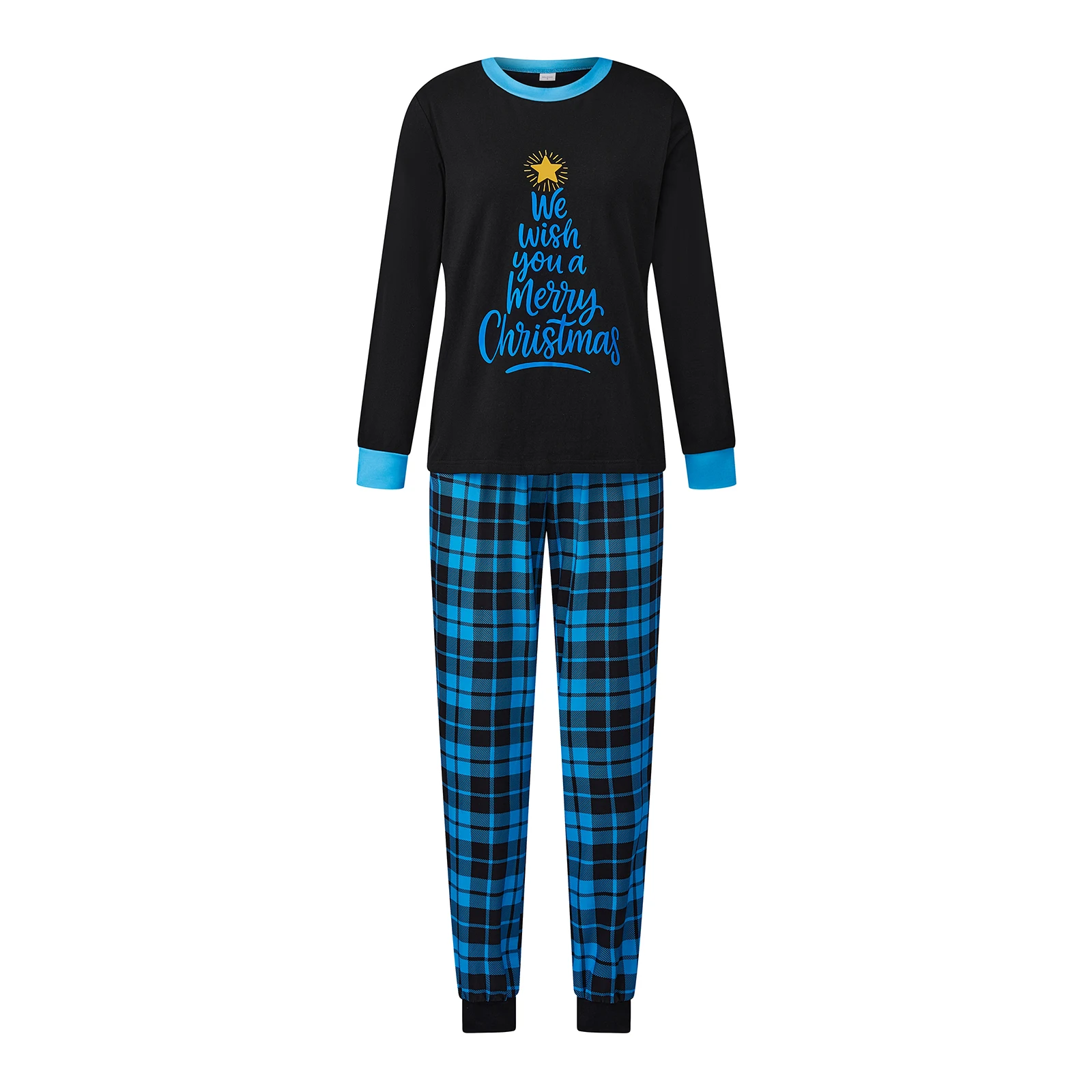 

Family Matching Christmas Pajamas Set Plaid and Letter Print Holiday Pajamas Sleepwear Dad Mom Kids PJs