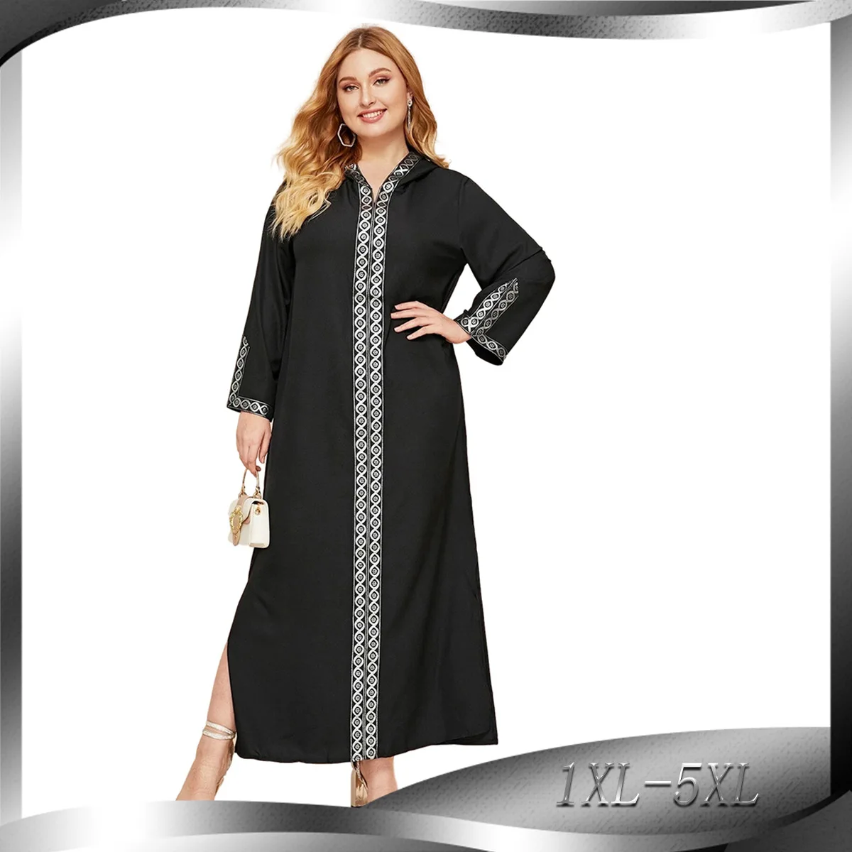 

Muslim Turkey Abayas for Women Modest Muslim Dubai Fashion Casual Side Slit Hooded Long Dress Liturgical Robe Corban Eid Al Adha