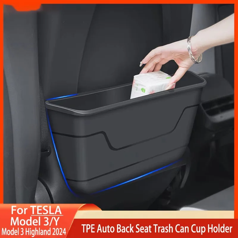 

Для Tesla Model 3/Y новая модель 3, автомобильный набор, задний ящик для хранения, TPE, автоматический мусорный бак на заднем сиденье, водонепроницаемый держатель для чашки, аксессуары