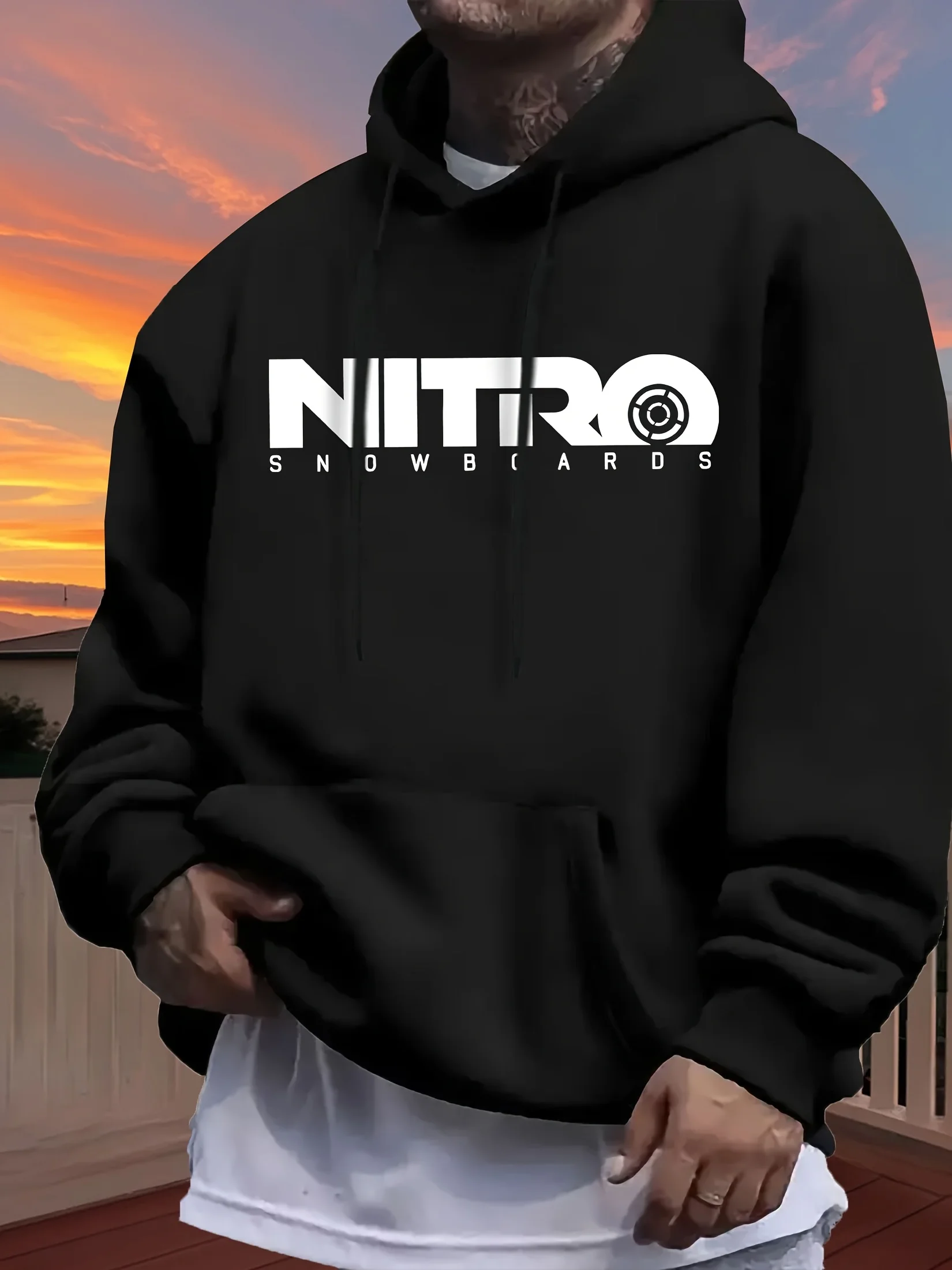 NITRO SNOWBOARDING Men's Casual Hoodie with Polar Lining - Regular Fit for Autumn and Winter