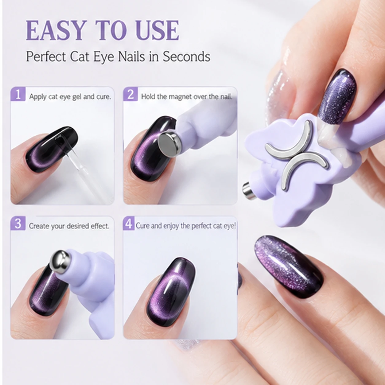 5-in-1 Feenstab Katzenaugen-Nagelmagnet Doppelkopf Starker Magnetring Mond Blütenblatt Schmetterling Design Nagelkunst UV-Gel Werkzeug – Detail 6