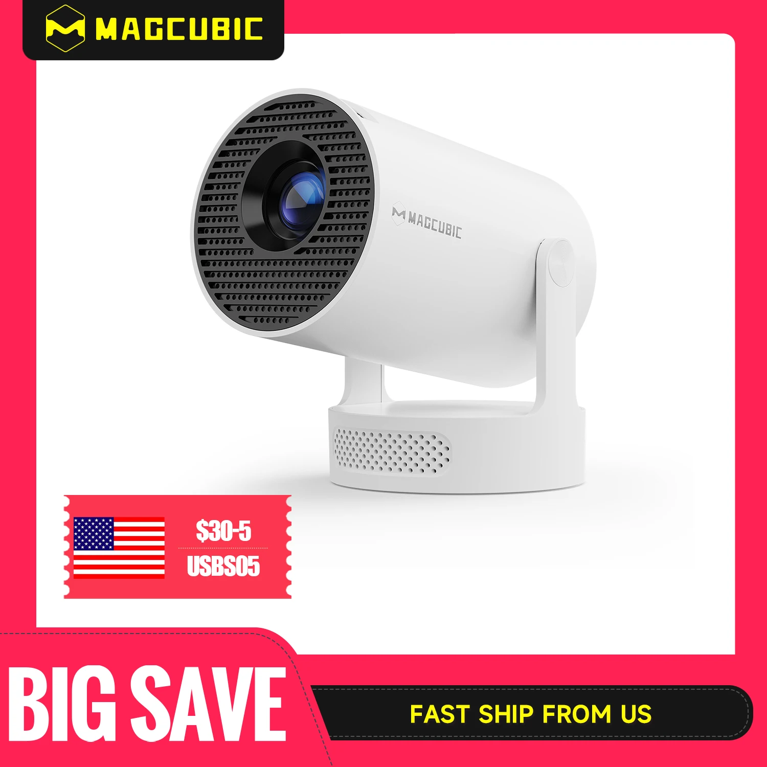 Magcubic HY300 Pro+ 4K Android 11 Portable Projector 8000 Lumens WiFi 6 BT5.4 Outdoor Theater 5W HiFi Speaker 720P HD Supported