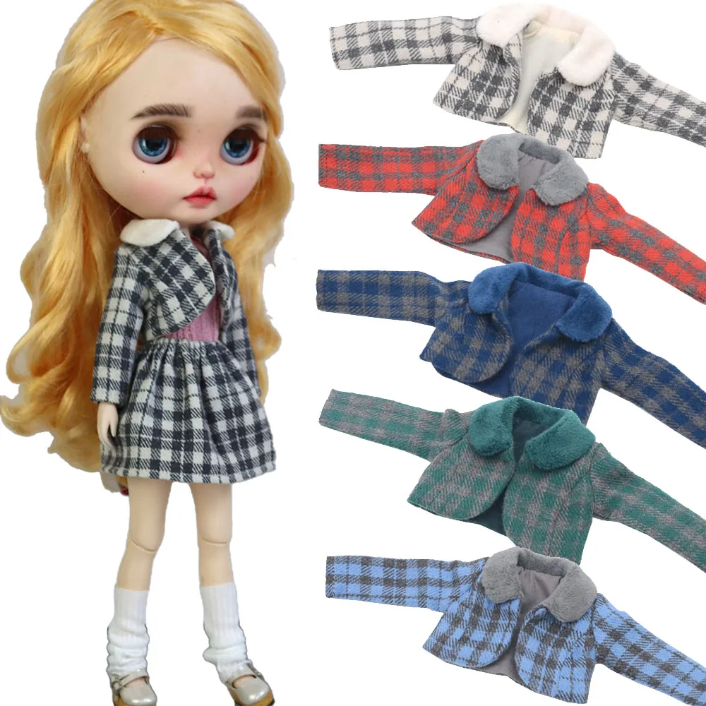 Fits Blyth Azone OB22 OB24 1/6 Doll Clothing Fashion Plaid Jacket Tweed Vest Dress Doll Accessories Girl Gift