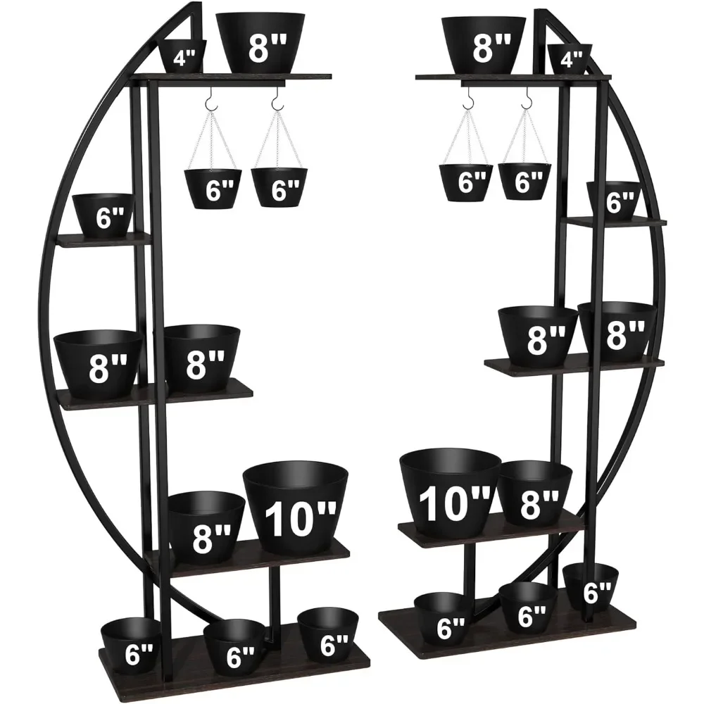 Plantas de interior Stand com gancho pendurado, prateleira grande planta, Flower Rack, Metal alto, 71"