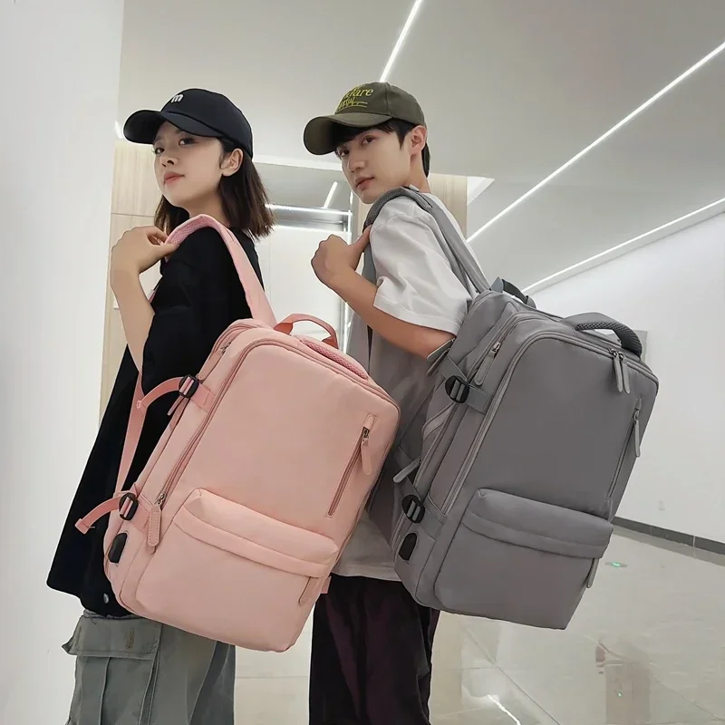 Solid Expand The Capacity of The Backpack 2024 High Quality Couple of School Bag Lady Business Travel Computer Backpack
