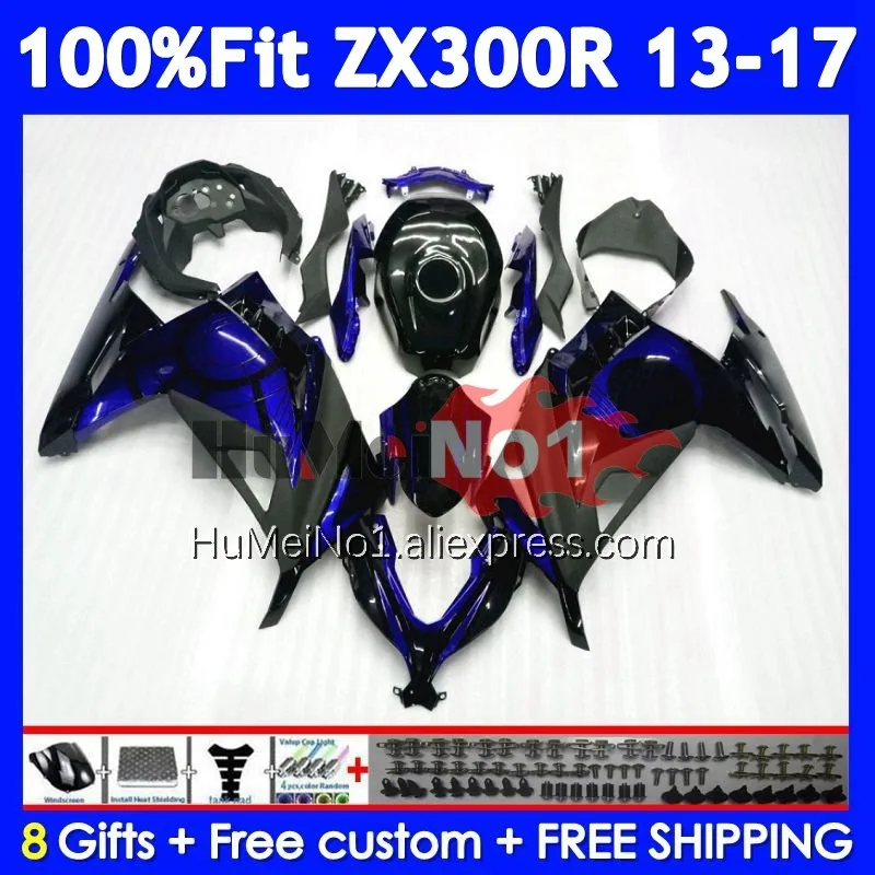 Body For KAWASAKI NINJA ZX-300 ZX 300 R 300R Blue black 13 14 15 16 17 233No.167 ZX300R ZX300 2013 2014 2015 2016 2017 Fairing