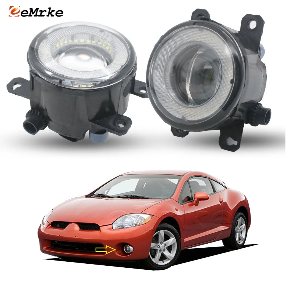 LED Lens Car Fog Lights for Mitsubishi Eclipse MK4 DK 2005.01 2006 2007 2008.02 Angel Eyes DRL Driving PTF Daytime Running Lamp