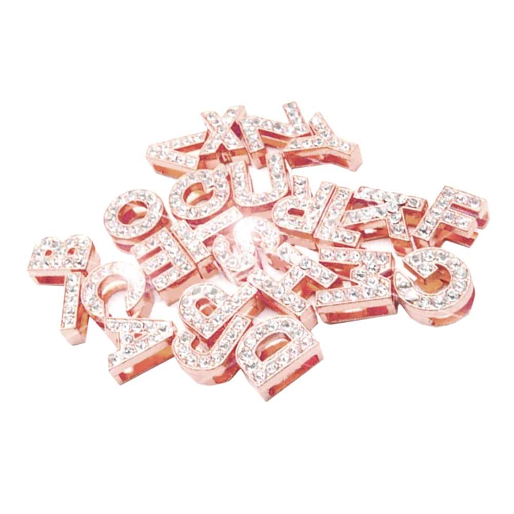 

26pcs Letter Charm Bracelet 10mm Square Hole Rose Gold Alloy Beads DIY Jewelry Making Supplies Pendant Crafts H made Gifts