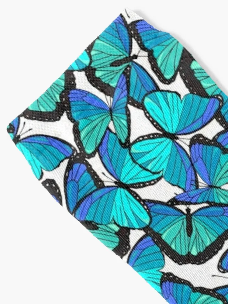 Electric Blue Tropical Morpho Butterfly Pattern Socks designer warm winter New year's sports stockings Socks Woman Men's