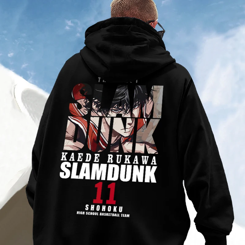 Rukawa Kaede Print Hoodies Japanese Super Pop Anime Slam Dunk Print Long Sleeve Double Printed Women Harajuku Y2K Streetwear Top