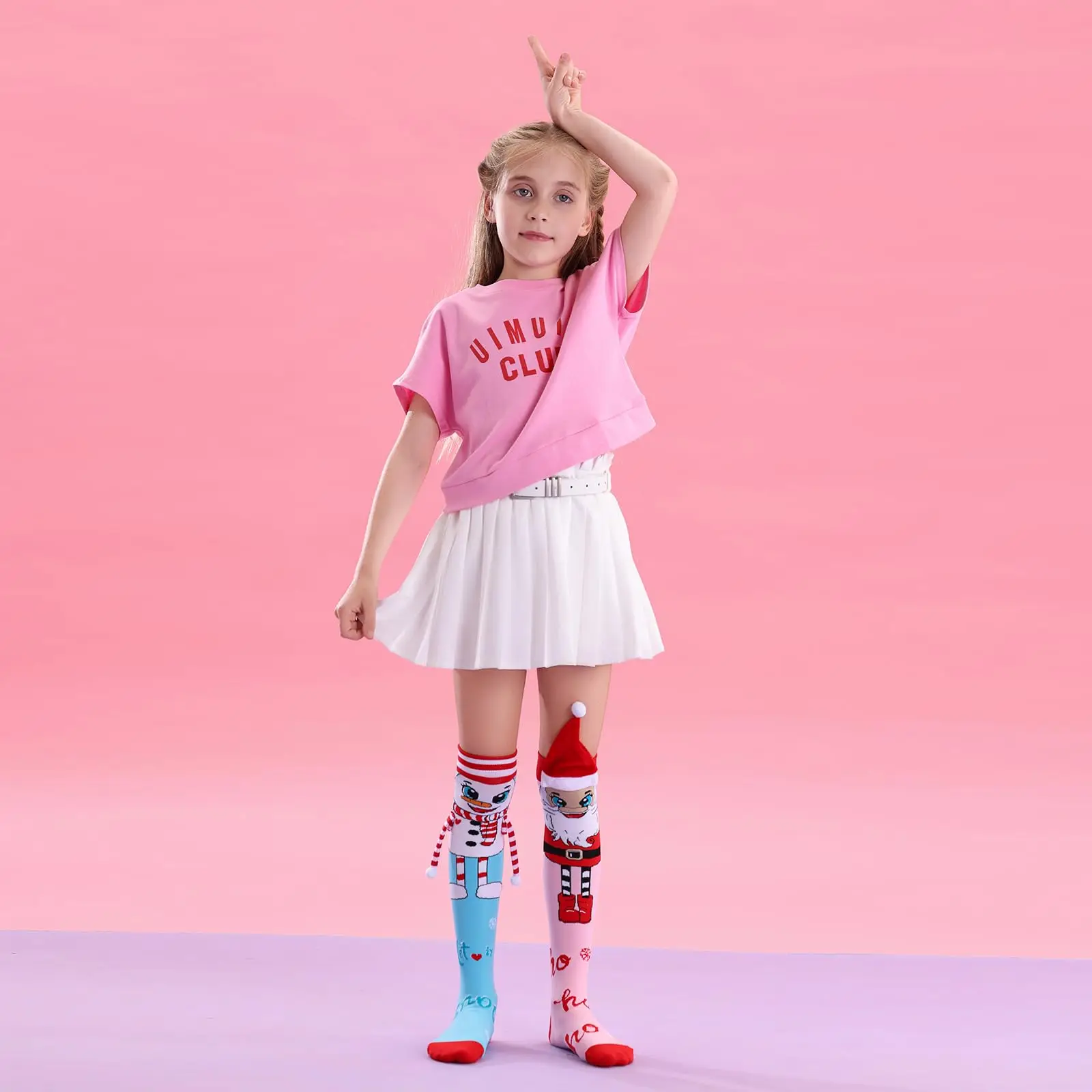 جوارب مجنونة للأطفال، جوارب بناتي لطيفة للفتيات، جوارب مبتكرة غير تقليدية قابلة للتمدد من منتصف إلى عالٍ