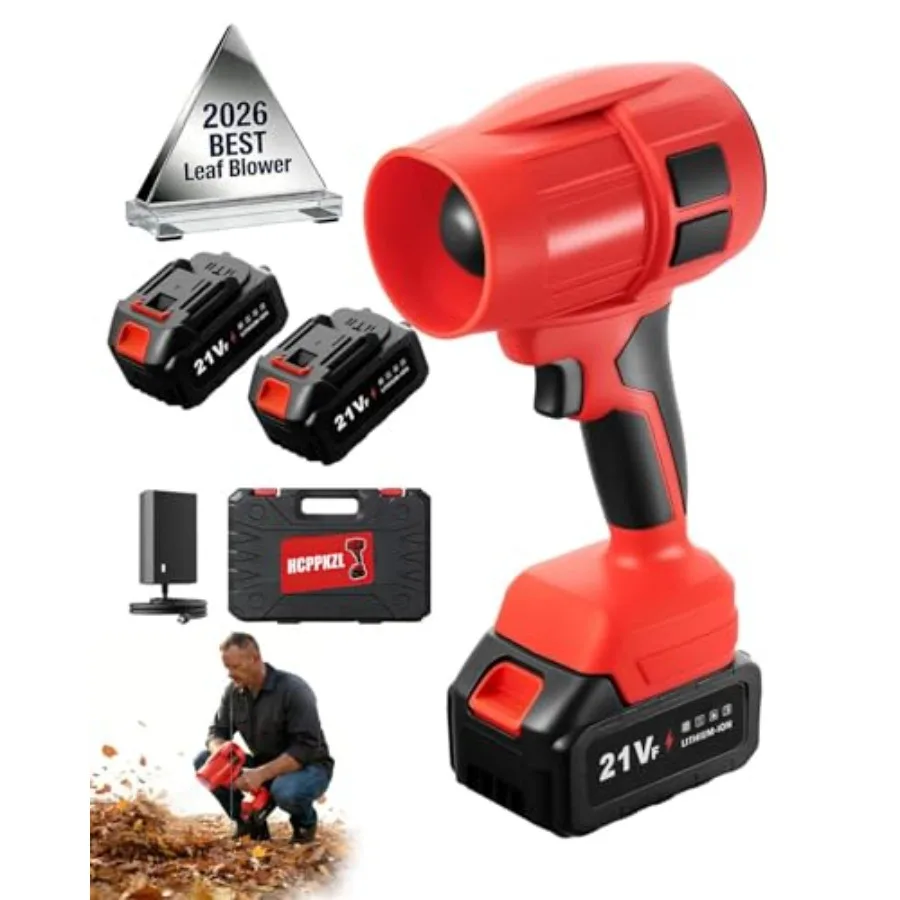 

Аккумуляторная воздуходувка Power Leaf Blower 21В, легкая, ручная, электрическая, турбо-турбинная, с 2 аккумуляторами 4Ач, быстрым зарядным устройством, 1000000 об/мин, высокоскоростная