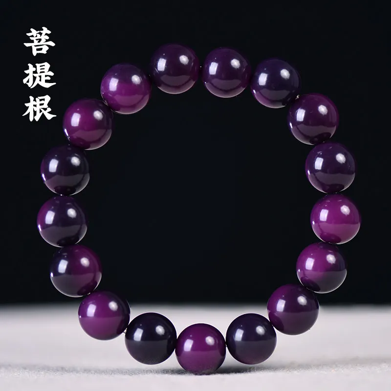 

Purple Bodhi Root Beaded Bracelet: Single-Circle Wristband for Men & Women, Meditation Prayer Beads, Gift Option