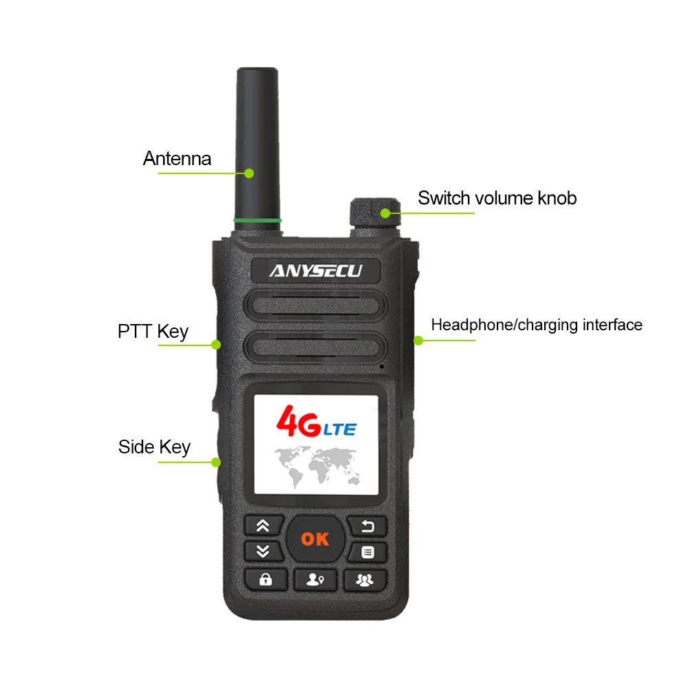 ANYSECU 4G 네트워크 라디오 T56 V2 버전, 안드로이드 5.1.1, GPS 와이파이 젤로 PTT 워키토키 포함, 신제품