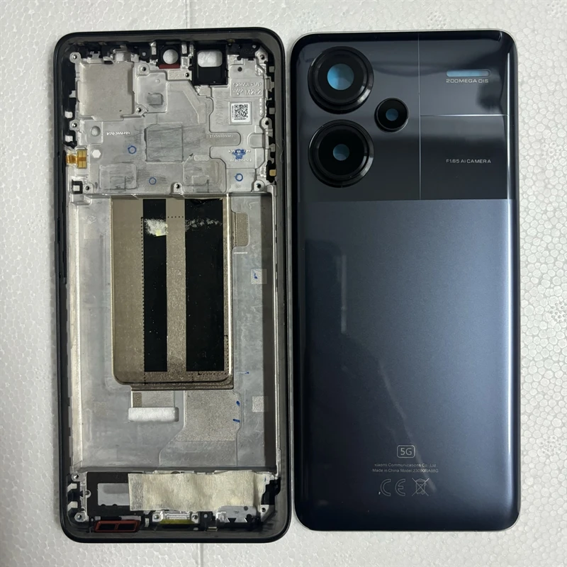 xiaomi-redmi-note-13-pro-plus-5g用高品質電話ハウジング、ミドルフレーム-バッテリーバックカバーケース、リアドア（カメラレンズ付き）