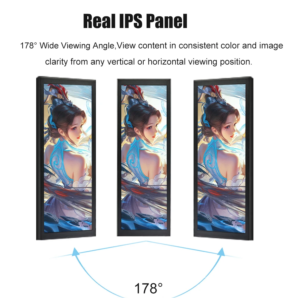 Wisecoco 12.6 Inch Long Display Screen IPS Monitoring Screen for PC Aida64 Raspberry pi CPU GPU RAM Temperature Speed Display