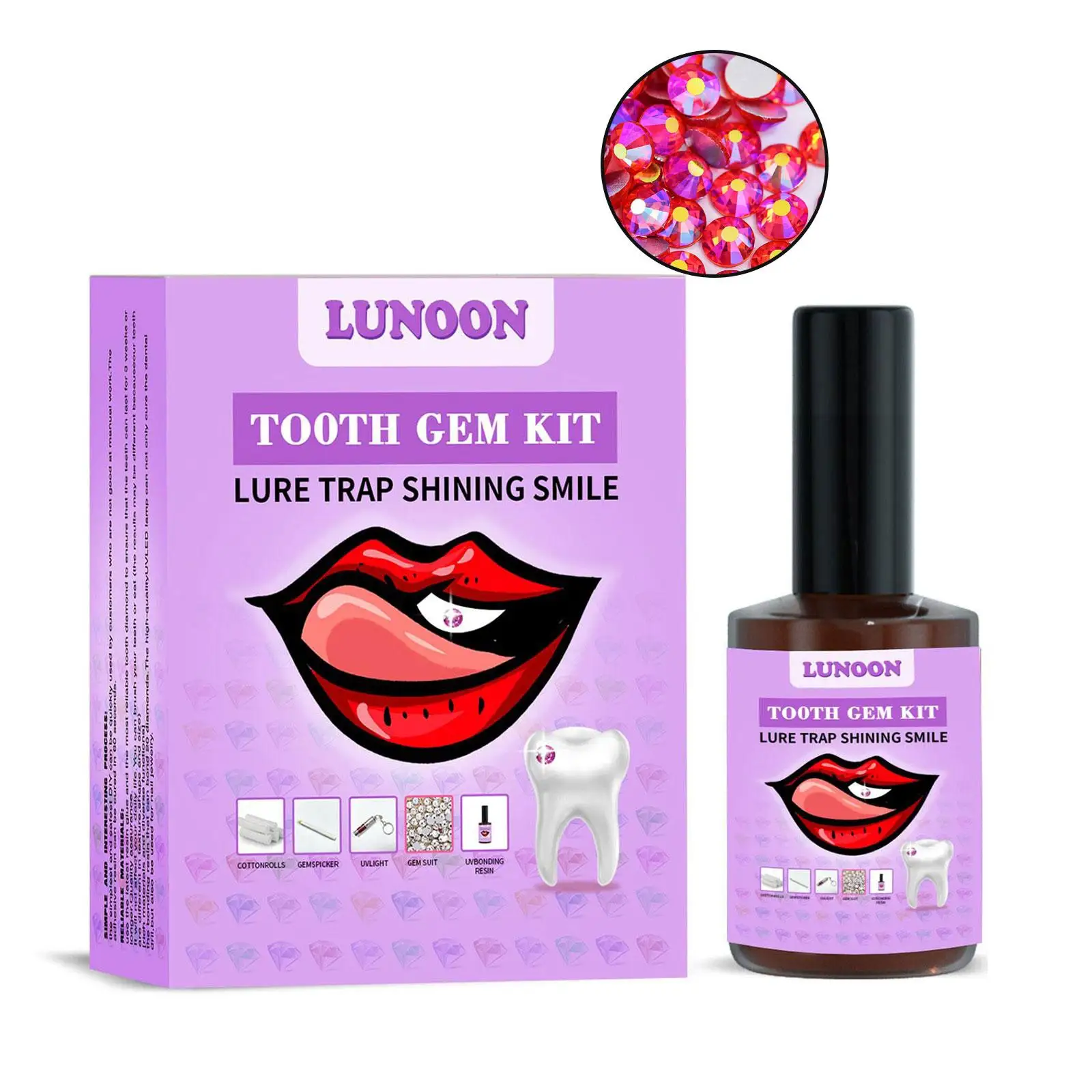 DIY Diamond Crystals Teeth Decoration Teeth Ornament Tooth Gem Jewelry Kit Application With UV Adhesive Curing Light Glue hot