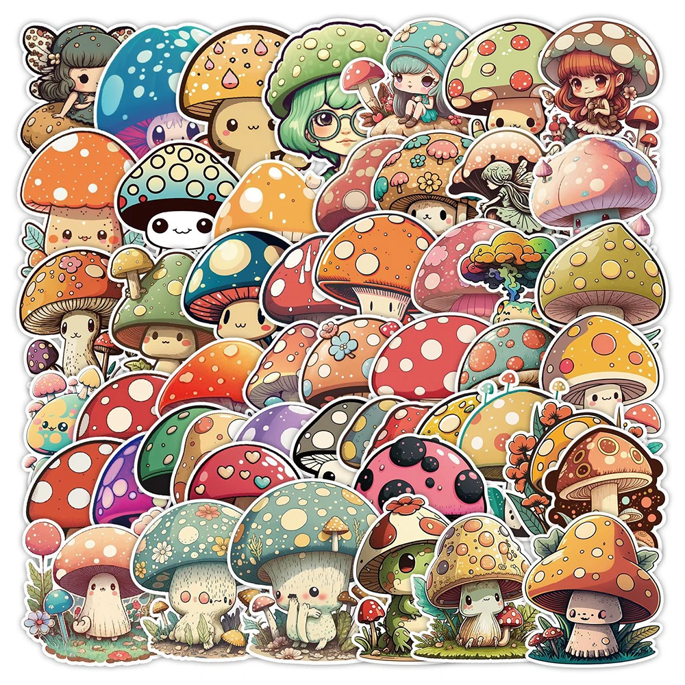 10/30/50pcs INS Style Cartoon Mushroom Stickers Cute Graffiti Decals Stationery Luggage Diary Car Waterproof Decoration Sticker