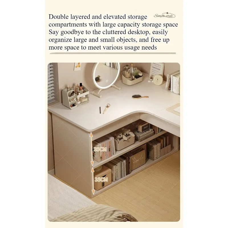 Computer desk Desktop Home bedroom Bookshelf Integrated student learning to write Corner Multifunctional office desk image 6