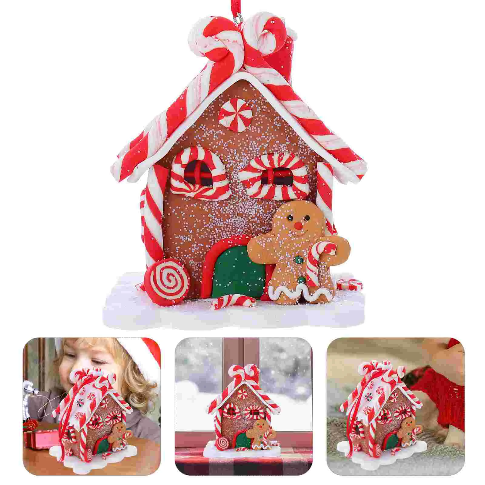 Christmas Cottage Pendant Xmas Tree Gingerbread House Hanging Decor Decorations Clay DIY Accessory Polymer