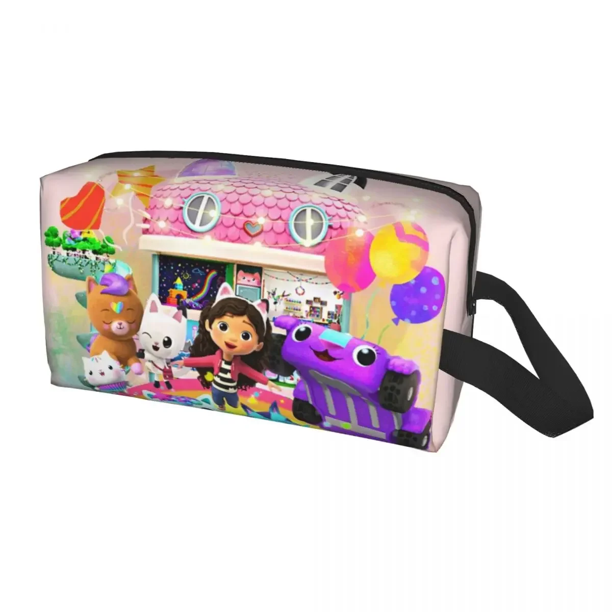 Kawaii Gabbys Dollhouse Travel Toiletry Bag Women Cartoon Anime Tv Cosmetic Makeup Bag Beauty Storage Dopp Kit