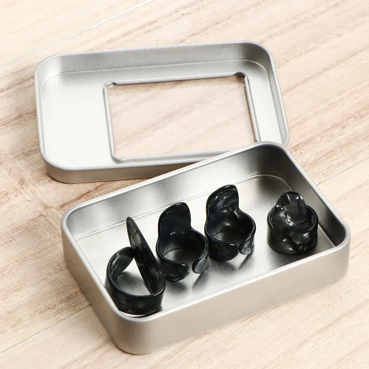 

4Pcs Thumb Guitar Pick Celluloid Nail Plectrum Standard Size Suitable for Most Fingers Collection Ideal Light Weight Picks Black