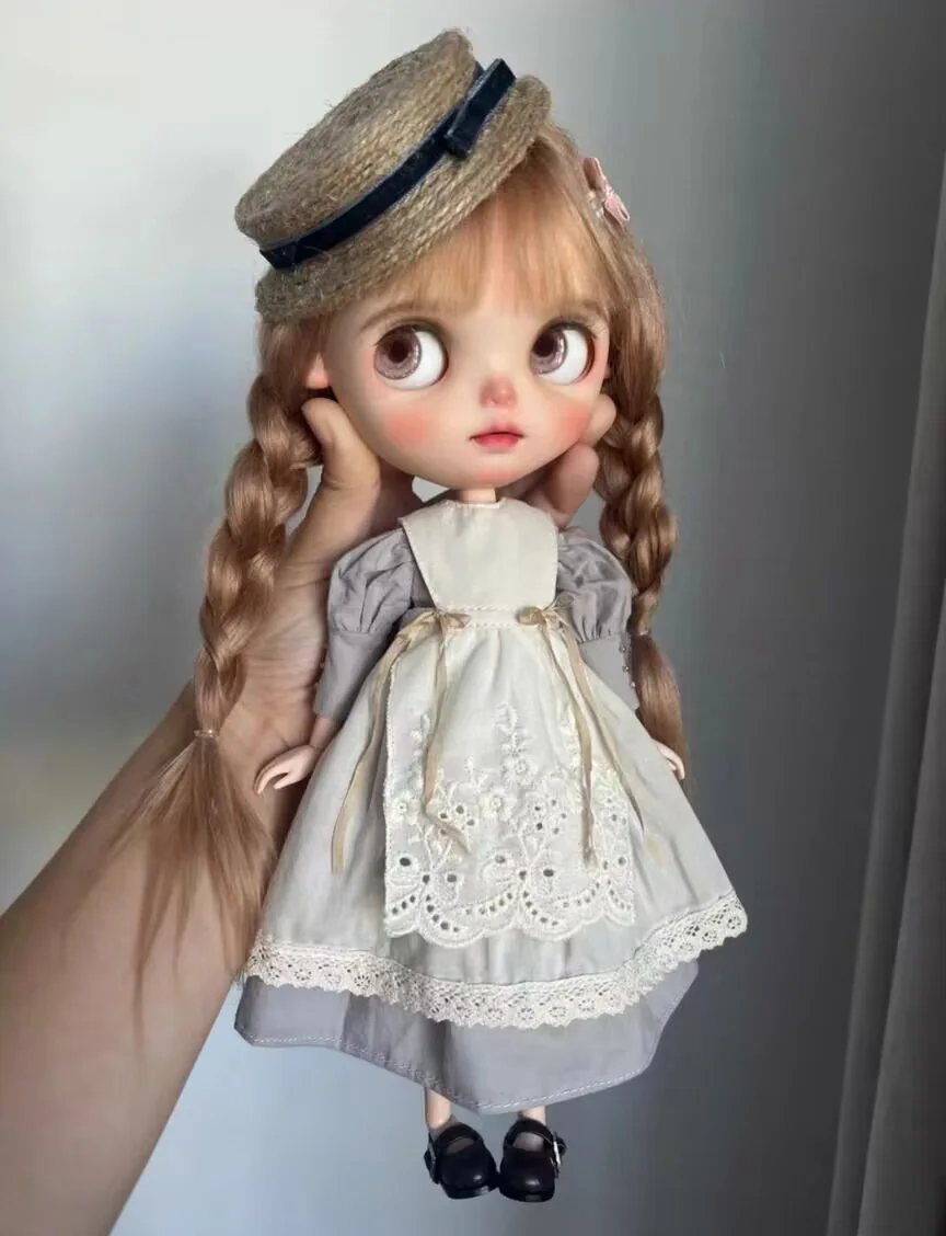 2025 Retro Cinderella French Embroidery 3pcs Blythe skirt+vest skirt+hat 1/6 30cm(Fit for azone,Pullip,Ob22/24/26, Licca)