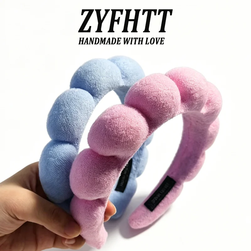 1/5 Stück ZYFHTT Einfaches Wolken-Schwamm-Stirnband für Frauen, Bonbonfarbenes breites Haarband, modisches Mädchen-Gesichtshaarband, Haar-Accessoire – Detail 11