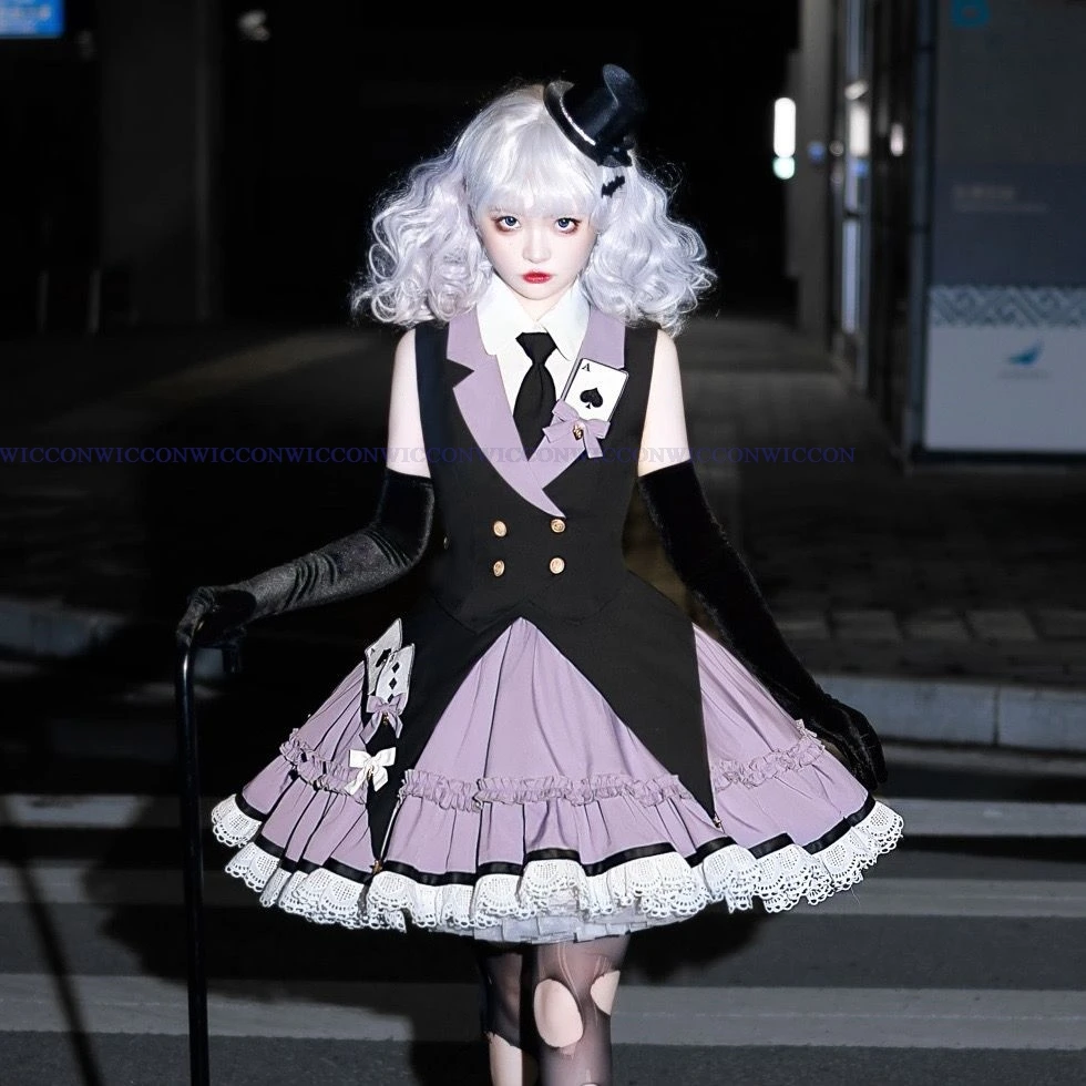 Frauen Alice Lolita schwarz lila Baumwolle Cosplay Kleid Tank Kleid Kostüm sexy Anime Dienst mädchen Halloween Kleid Mädchen