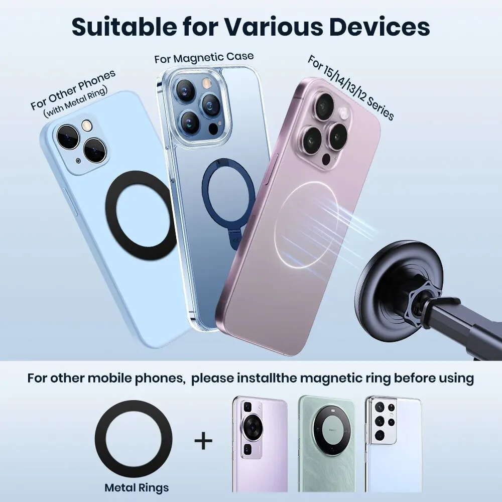 TOPK magnetic car phone holder — MagSafe, one‑hand operation with metal hook mount 4