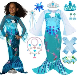 Girl Mermaid Princess Dress Kids Ariel Cosplay Costume Children Carnival Birthday Party Halloween Clothes Dress 2-10T