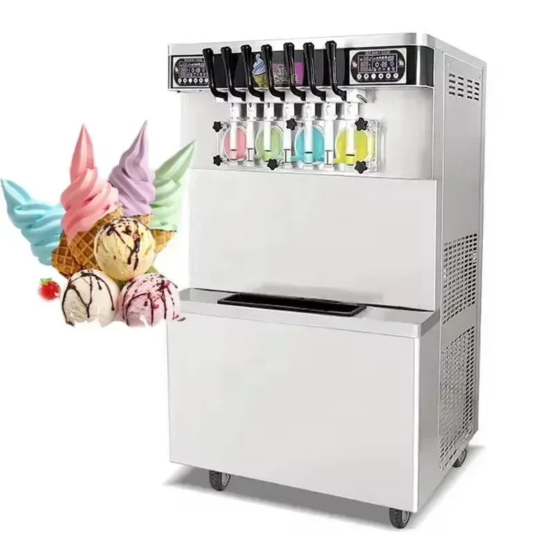 テーブルスタンド付きアイスクリームメーカー,商用,ソフト,ミックスフレーバー,3,5,7
