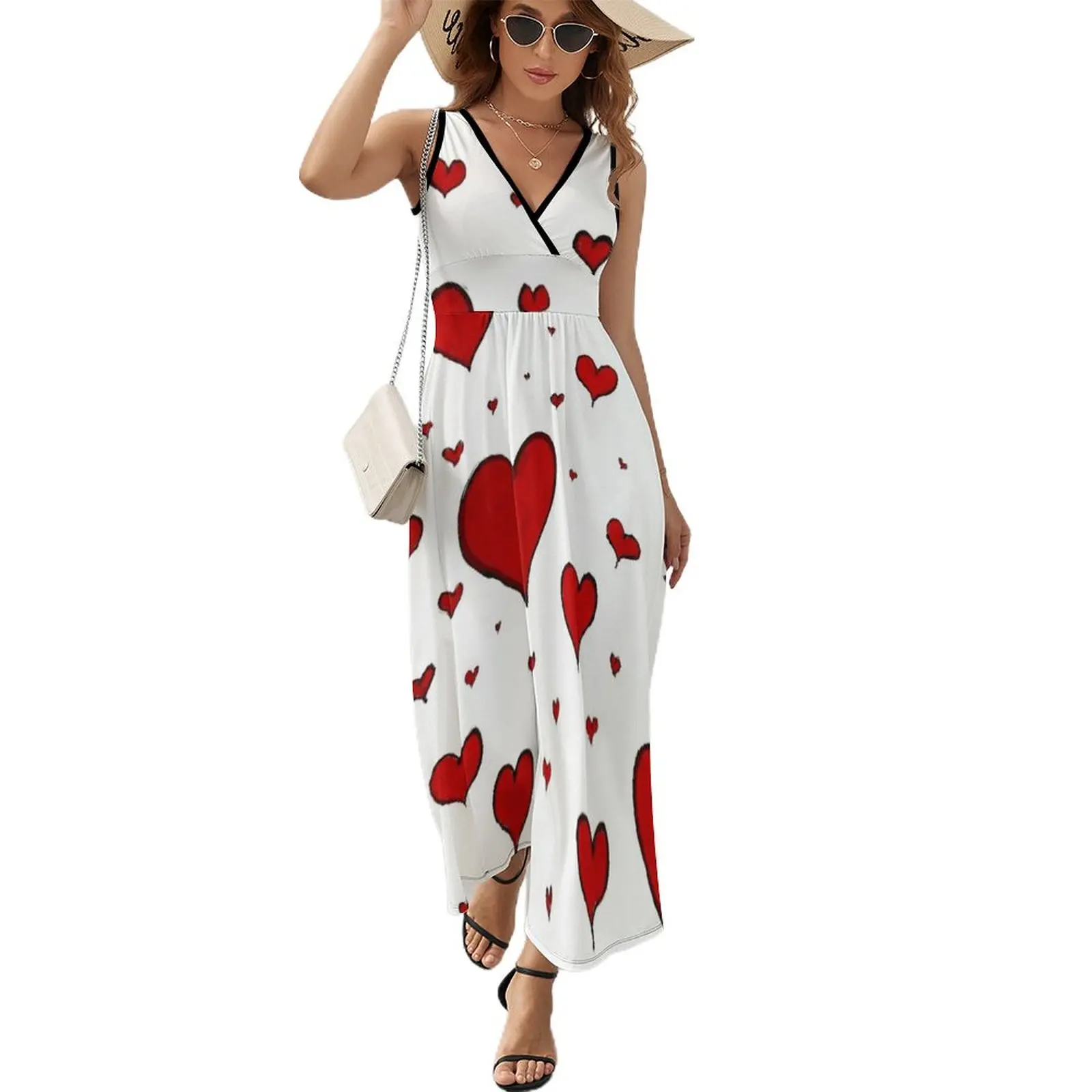 

Valentine Heart Pattern Sleeveless Dress ladies dresses for special occasion Dance dresses