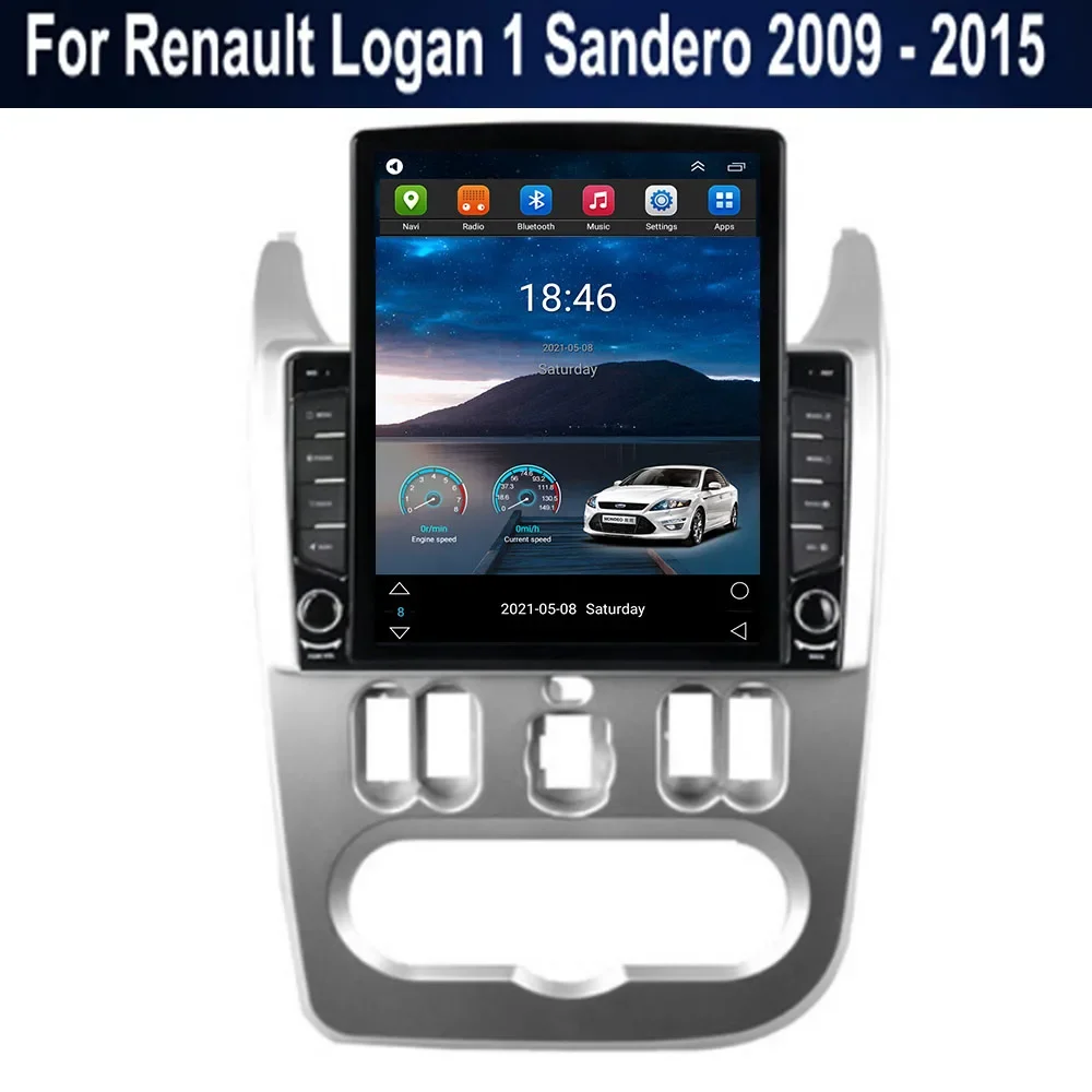 Radio multimedia 2DIN con Android Auto para coche, reproductor con pantalla GPS para Renault Logan1/Sandero 2009-2015, Lada Largus, Dacia Duster, GPS.