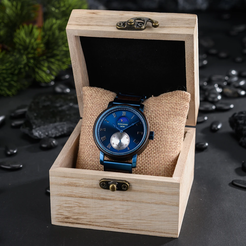 BOBO BIRD Luxury Men's Watches Wood & Stainless Steel Combined Casual Watch for Men Uunique Wristwatch Drop Shipping