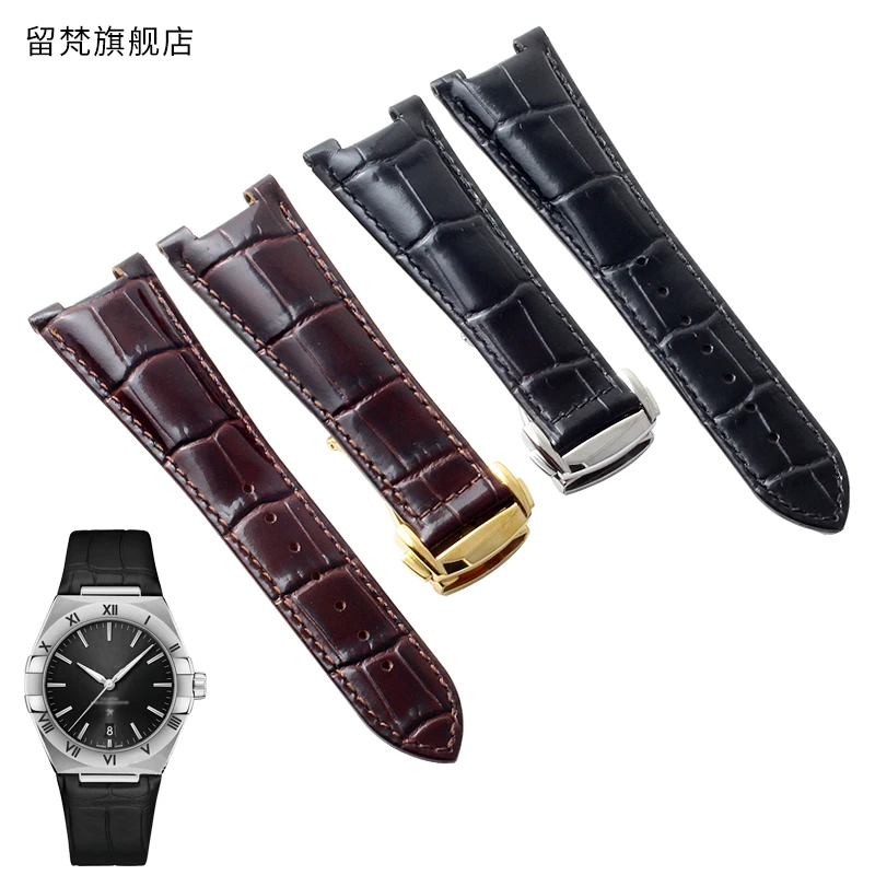 For Omega Star watchband Manhattan cowhide Observatory 131.33 men watch strap 25mm Concave 13mm 14mm steel buckle band