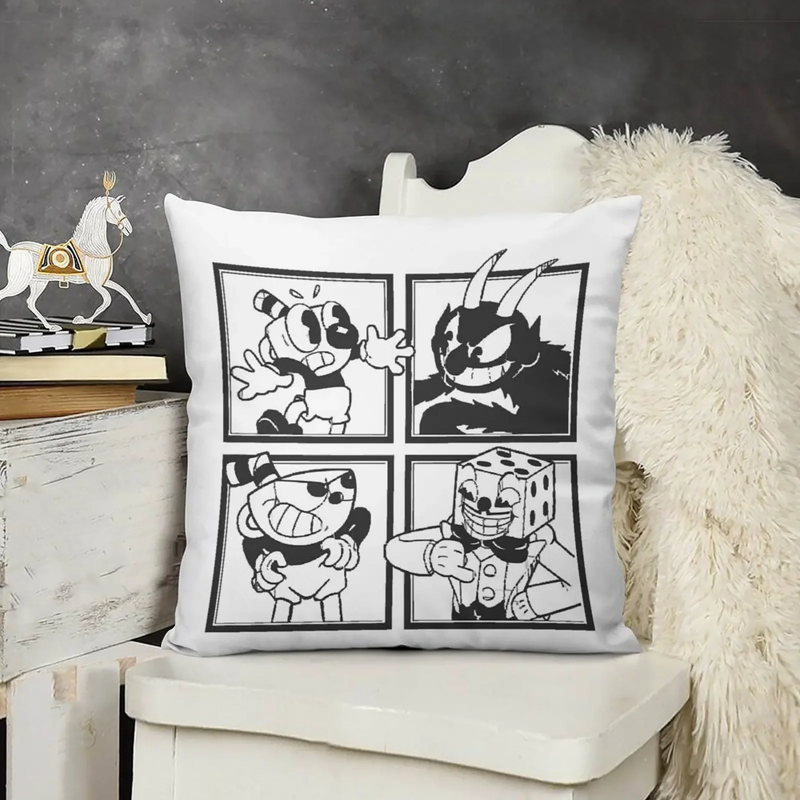 

Cuphead Mosaic 2 - T-Shirt Throw Pillow luxury throw pillow covers luxury decor Christmas Pillow Covers Cushions For Sofa