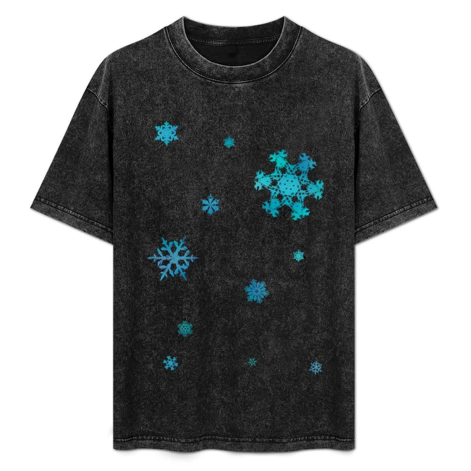 

Blue Snowflakes T-Shirt Work Short Sleeve Cotton Top