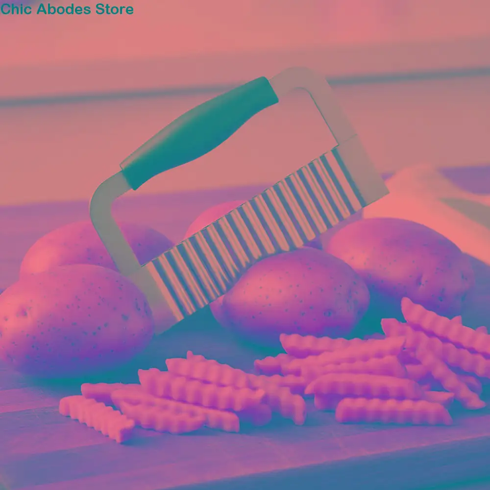 

Stainless Steel Wavy Potato Cutter Non-slip Handle Sharp Crinkle Cutter Rustproof Household Potato Chopper Vegetable