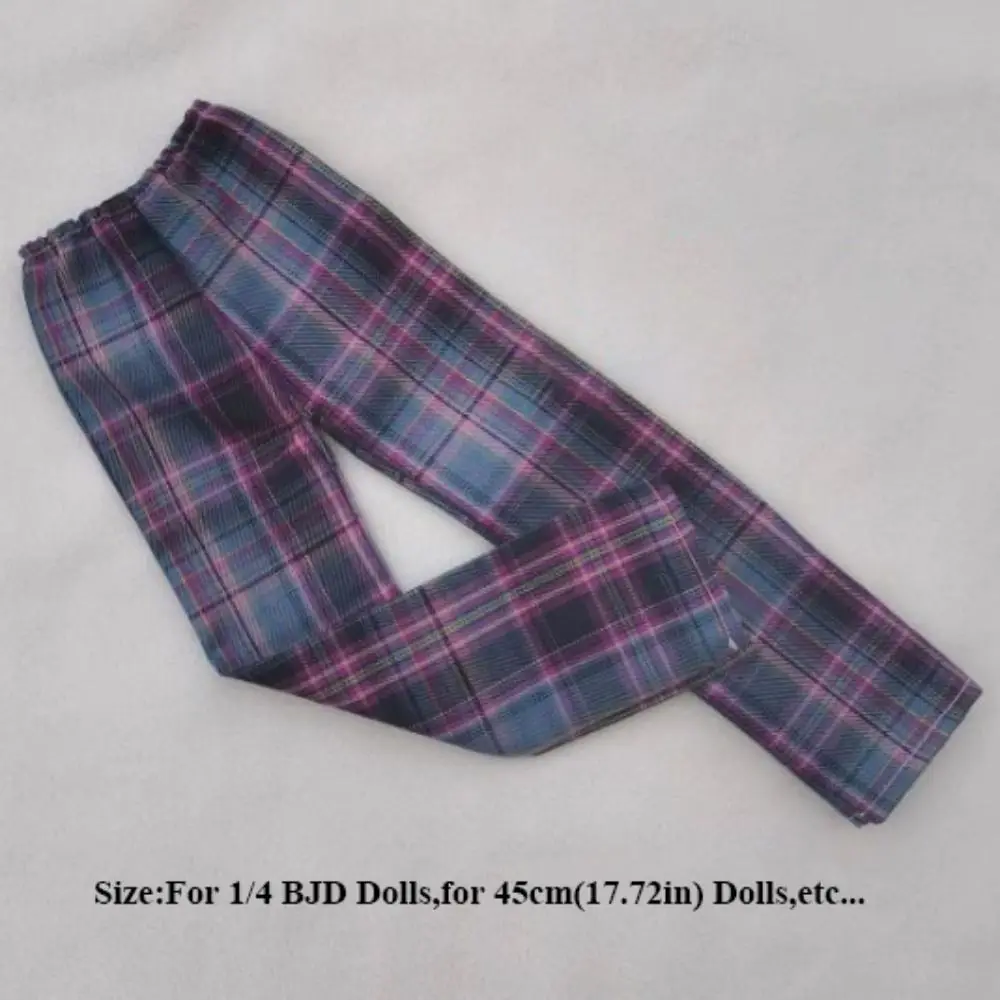 Wysokiej jakości spodnie w kratę, mini urocze spodnie księżniczki, akcesoria DIY, odzież codzienna, spodnie dla lalek 1/4 BJD 45cm