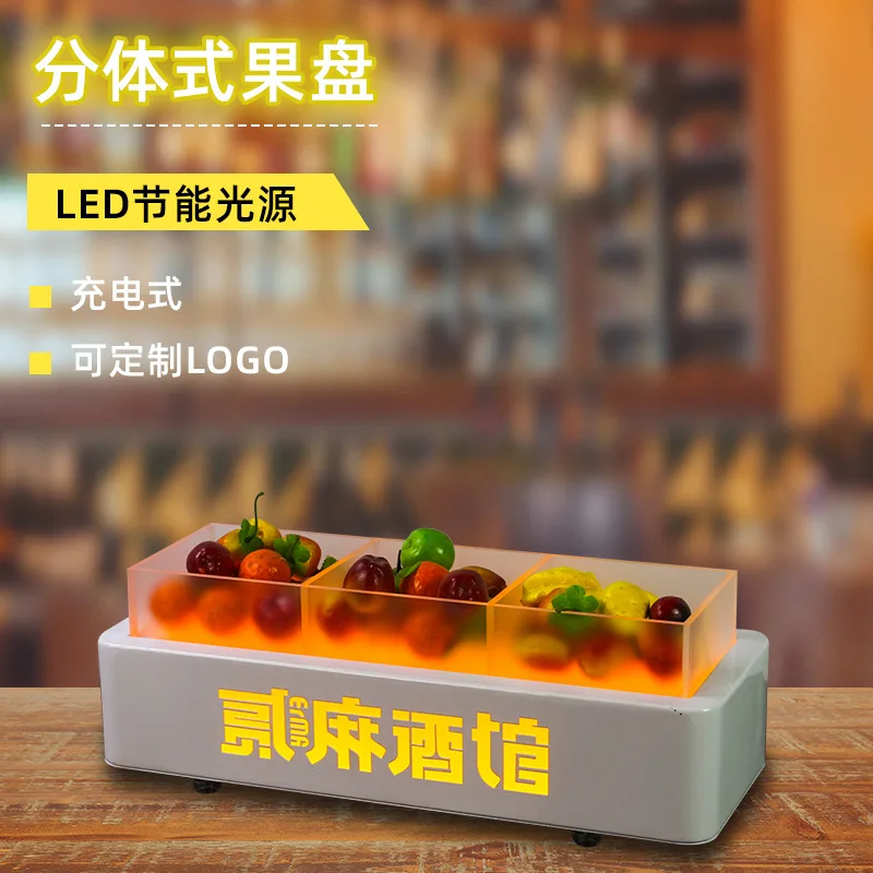 

Qingba Sange светящаяся креативная тарелка с фруктами для ночного клуба KTV простая тарелка с фруктами отель тарелка для закусок перезаряжаемая тарелка