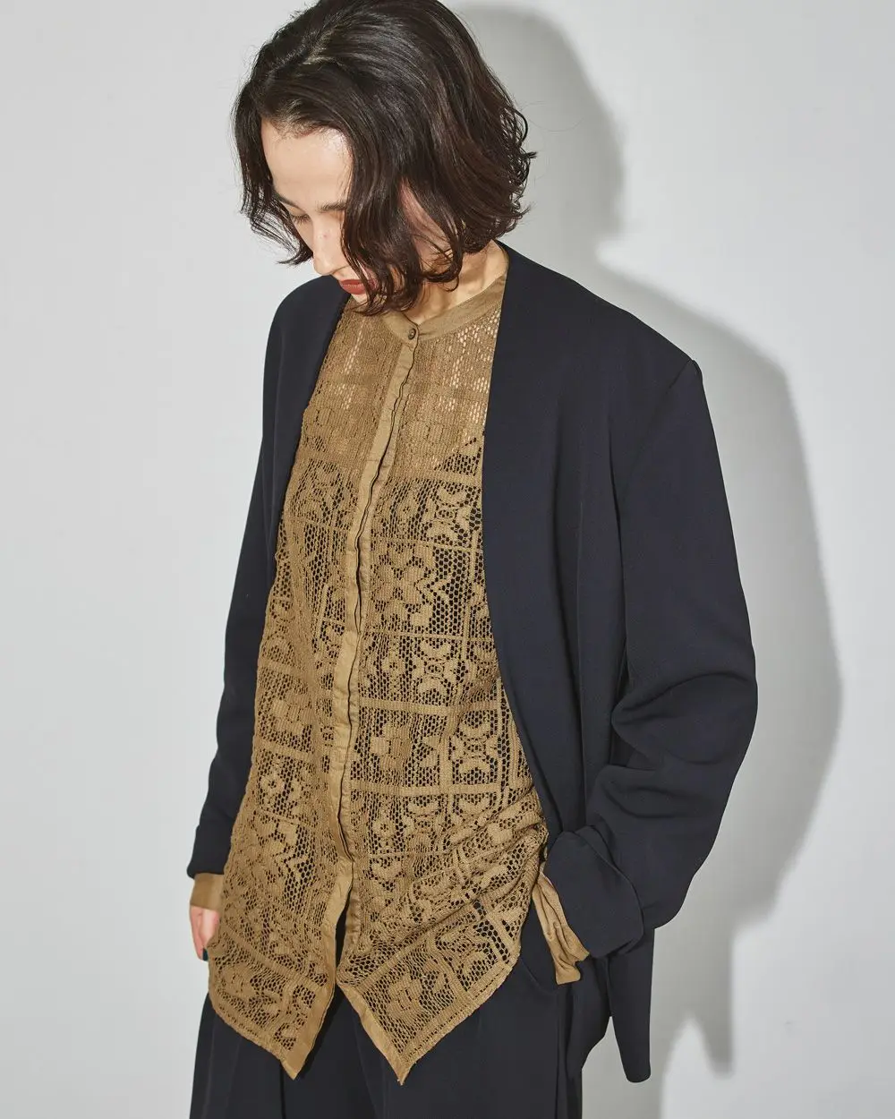 

Todayful Cotton Blend Waed Hand Crochet Flower Collar Versatile irt Women's Straight Cut Long Sve Anti-static Iron-free