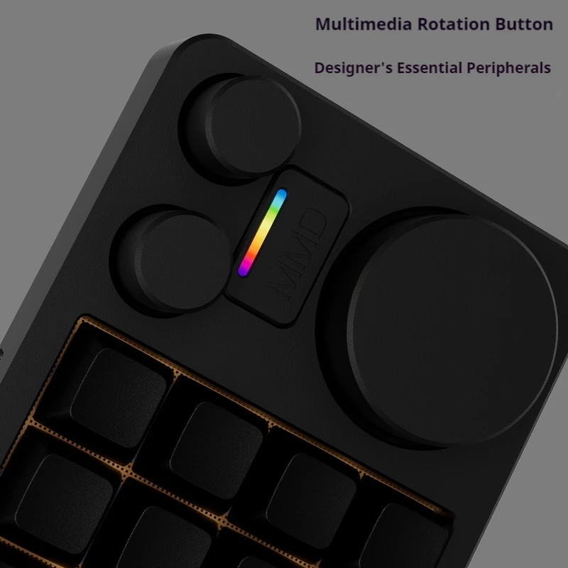 Km16 Designer Multimedia Rotating Button Mechanical Keypad Custom Ps Editing Drawing 16 Key Support Hot Plug Mechanical Keyboard