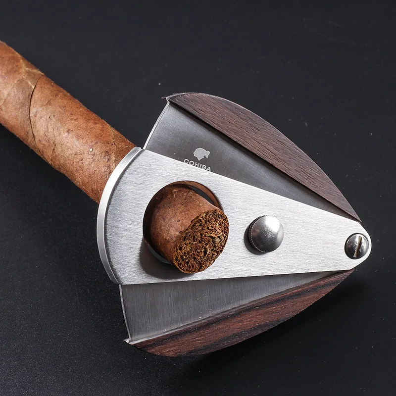 Sandalwood Stainless Steel Cigar Cutter Cigar Scissors Cigar Knife Sharp Blade Cigar Knife Guillotine Smoking Cigar Tool Gift