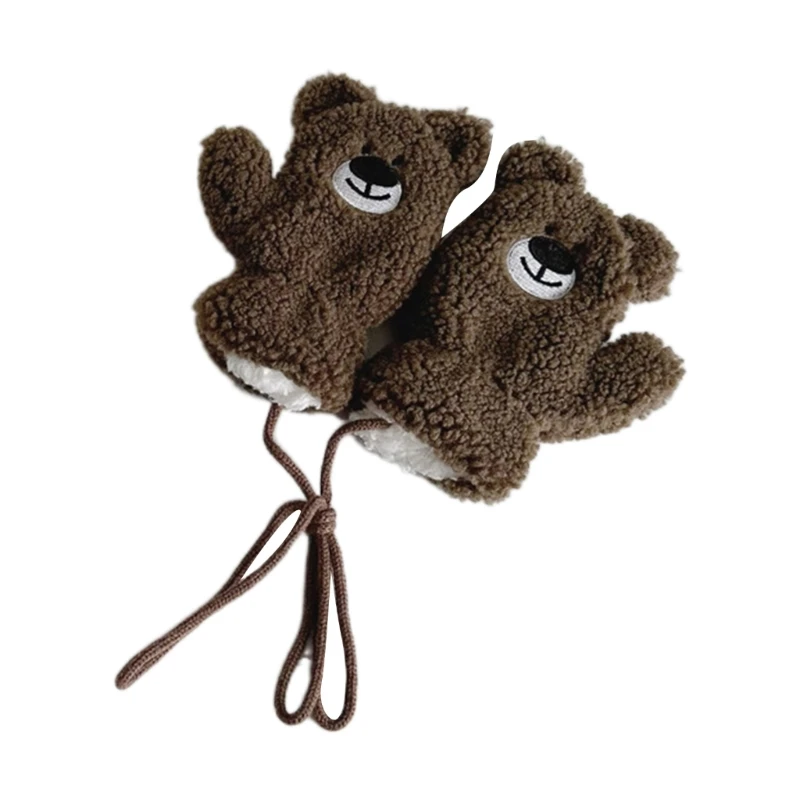 Fashionable & Functional Winter Gloves Stylish Neck Strap Mittens Thickened Plush Mittens Soft Winter Mittens for Kids