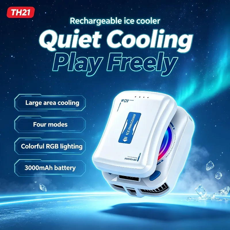 NEW 100 Gear Level Phone Cooler Semiconductor AI Icing Cooling Radiator Magnetic & Back-clip Cool Heat Sink with 3000mAh Battery